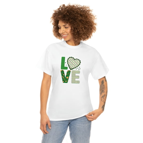 Love St Patrick's Day Irish Fashion Green Unisex Heavy Cotton Tee sale