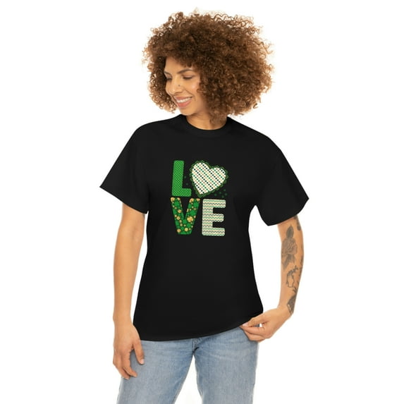 Love St Patrick's Day Irish Fashion Green Unisex Heavy Cotton Tee sale
