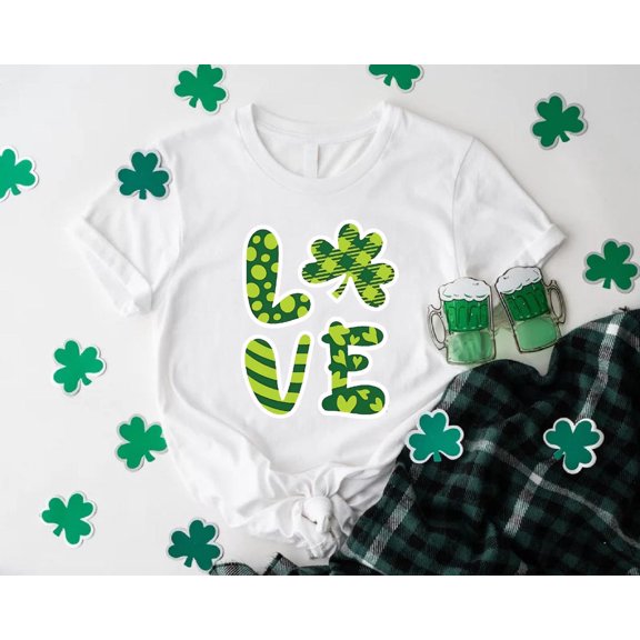 Love St Patrick's Day Shirt, Women Shamrock Shirt, St Patrick Day, Irish Mom Shirt, Four Leaf Clover Shirt, Lucky Patrick Day Shirt TSHIRT All Size S-5XL