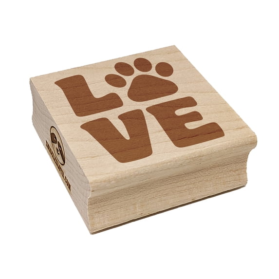 Love Stacked Paw Print Square Rubber Stamp Stamping Scrapbooking Crafting - Large 2.75in