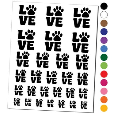 Love Stacked Paw Print Water Resistant Temporary Tattoo Set Fake Body Art Collection - Black