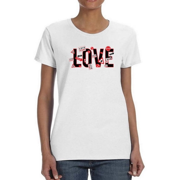 Love Start Traffic Signs Shaped T-Shirt Women -Image by Shutterstock, Female Large