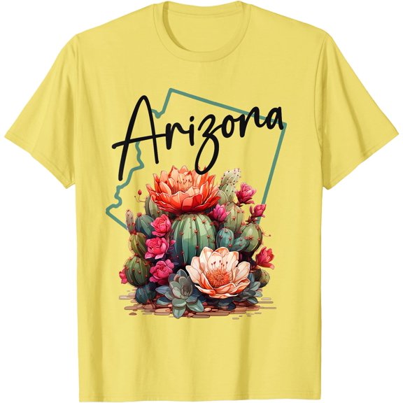 Love State Of Arizona Blooming Cactus Flowers Unisex T-Shirt for Men Women Kids Toddler,Cornsilk Color,Size L