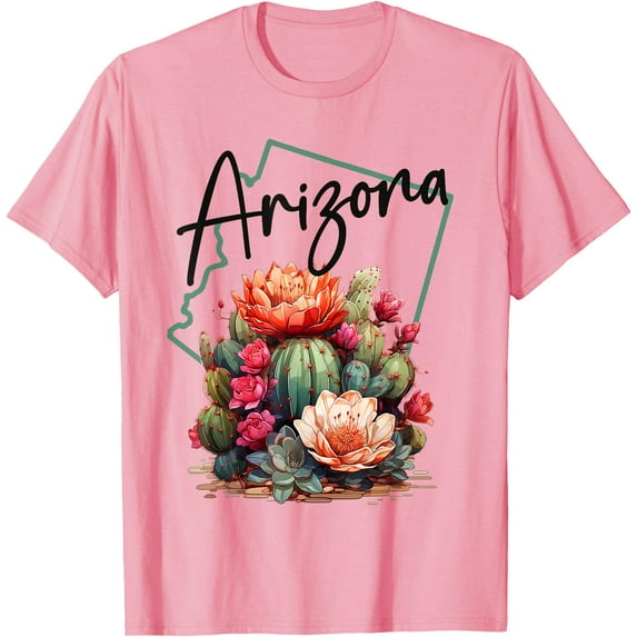 Love State Of Arizona Blooming Cactus Flowers Unisex T-Shirt for Men Women Kids Toddler,Light Pink Color,Size YXL