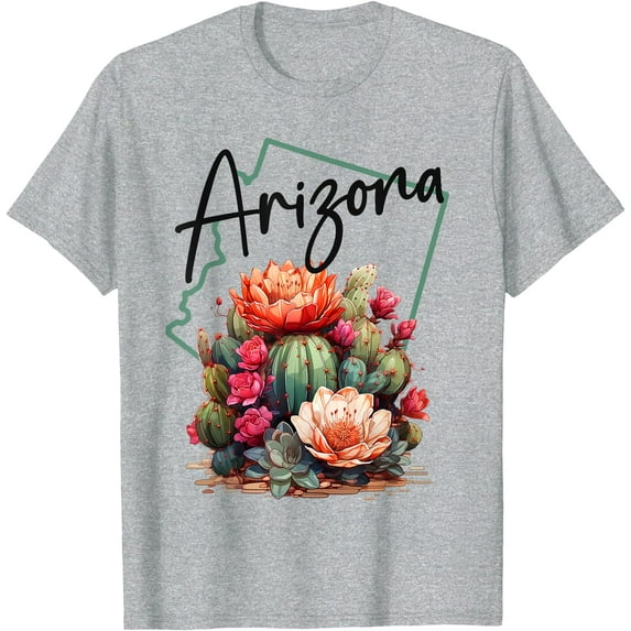 Love State Of Arizona Blooming Cactus Flowers Unisex T-Shirt for Men Women Kids Toddler,Sport Grey Color,Size M