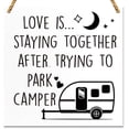 thumbnail image 1 of Love is Staying Together Camping Wood Sign,Camping Decor, Funny Camping Wood Sign for Home RV Camper Decor Accessories for Inside,Camping Decor for Camper Wood Sign Wooden Wall Decor 5 * 5 inch, 1 of 5