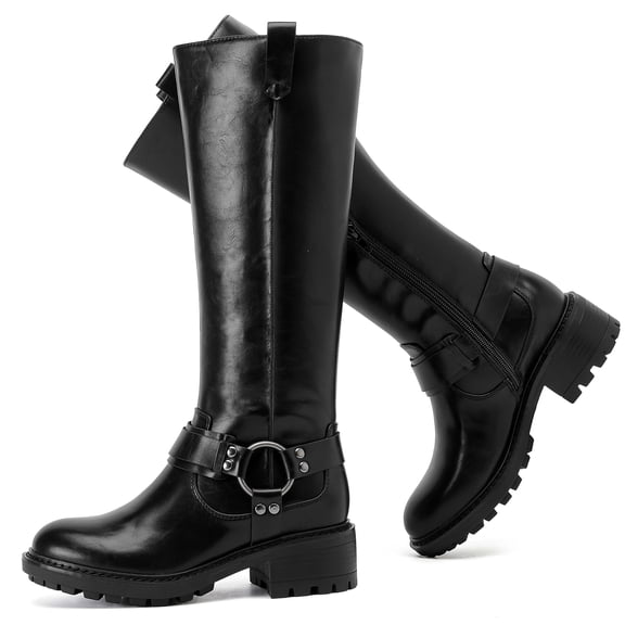 Love Steetly Knee High Boots for Women Classic Comfort Riding Combat Boot Round Toe Side Zipper Long Tall Fall Winter Womens Boots.