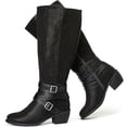 thumbnail image 1 of Love Steetly Women's Extra Wide Calf Knee High Boots, Multi Strap Buckle Western Boots, Round Toe Chunky Block Heel Side Zipper Tall Boots., 1 of 7