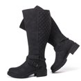 thumbnail image 1 of Love Steetly Women's Extra Wide Calf Knee High Boots, Quilted Tall Boots with Buckle Chain, Block Heel Side Zipper Non-Slip Winter Boots., 1 of 8