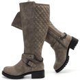 thumbnail image 1 of Love Steetly Women's Extra Wide Calf Knee High Boots, Quilted Tall Boots with Buckle Chain, Block Heel Side Zipper Non-Slip Winter Boots., 1 of 8