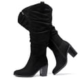 thumbnail image 1 of Love Steetly Women's Extra Wide Calf Knee High Boots, Slouchy Ruched Shaft, Chunky Block Heel Side Zip Casual Winter Tall Boots., 1 of 8