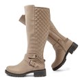 thumbnail image 1 of Love Steetly Women's Extra Wide Calf Knee High Boots, Quilted Tall Boots with Buckle Chain, Block Heel Side Zipper Non-Slip Winter Boots., 1 of 8