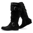 thumbnail image 1 of Love Steetly Women's Extra Wide Calf Knee High Boots, Slouchy Double Buckle Flat Fall Winter Boots., 1 of 7