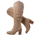 thumbnail image 1 of Love Steetly Women's Extra Wide Calf Knee High Boots, Slouchy Ruched Shaft, Chunky Block Heel Side Zip Casual Winter Tall Boots., 1 of 8