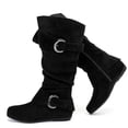 thumbnail image 1 of Love Steetly Women's Extra Wide Calf Knee High Boots, Slouchy Double Buckle Flat Fall Winter Boots., 1 of 7