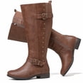 thumbnail image 1 of Love Steetly Women's Extra Wide Calf Knee High Boots, Rivet Decor Tall Boots, Low Block Heel Side Zipper Stretch Riding Boots for Wide Legs., 1 of 8
