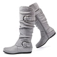 thumbnail image 1 of Love Steetly Women's Extra Wide Calf Knee High Boots, Slouchy Double Buckle Flat Fall Winter Boots., 1 of 7