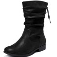 thumbnail image 1 of Love Steetly Women's Extra Wide Width Ankle Boots, Distressed Faux Suede, Slouchy Ruched Upper, Adjustable Back Lace-Up, Low Stacked Heel Casual Boots., 1 of 8