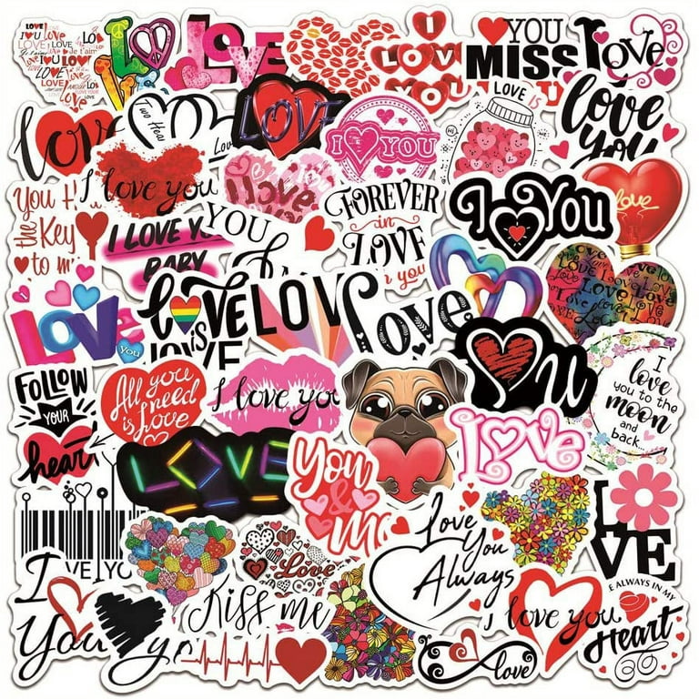 Love Stickers Pack Bulk  50pcs I Love You Relationship PVC Vinyl  Waterproof Sticker BFF for Envelopes Water Bottle Laptop Scrapbooking  Supplies for Adults Couple Family Bestfriend Girl Stickers Love 