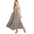 thumbnail image 1 of Love Stitch Women's Billowy Bohemian Smocked Top Dress  (Gray, Small), 1 of 5