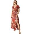 thumbnail image 1 of Love Stitch Women's Bohemian Paisley Prints Maxi Dress (Red, Small), 1 of 5