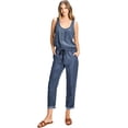 thumbnail image 1 of Love Stitch Women's Comfortable Chambray Slouchy Lounge Jumpsuit (S, Midnight), 1 of 3