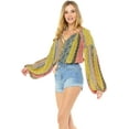 thumbnail image 1 of Love Stitch Women's Festival Bohemian Balloon Sleeve Blouse (Small, Multi), 1 of 5