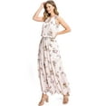 thumbnail image 1 of Love Stitch Women's High Neck Halter, Smocked Waist Maxi Dress (Petal, Small), 1 of 5