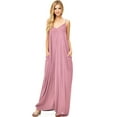 thumbnail image 1 of Love Stitch Women's Light Billowy Cocoon Side Pockets Maxi Dress (Mauve, Small-Medium), 1 of 3
