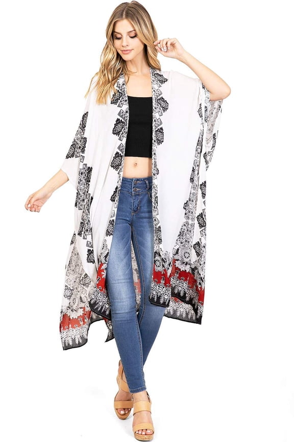 Love Stitch Women's Oversize Ultra Light Layering Kimono (Off-White, One Size)
