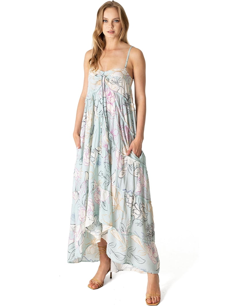 Love Stitch Women's Summer Beach Resort Billowy Dress (Aqua, Small)