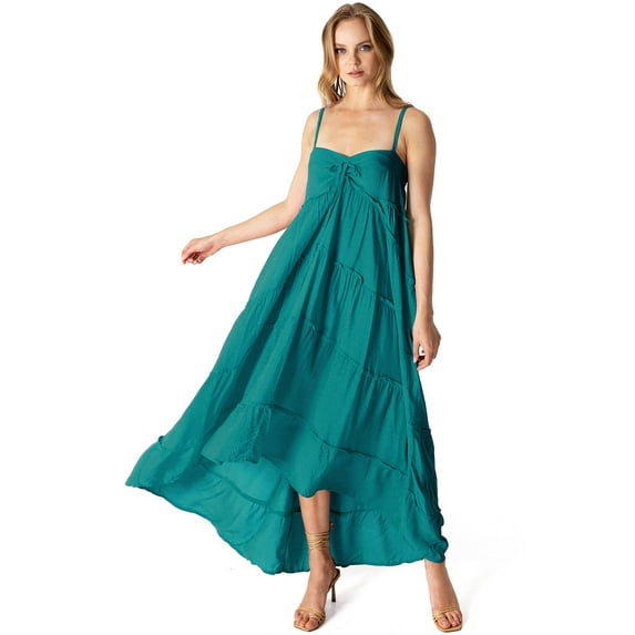 Love Stitch Women's Summer Party Billowy Dress (Large, Teal)