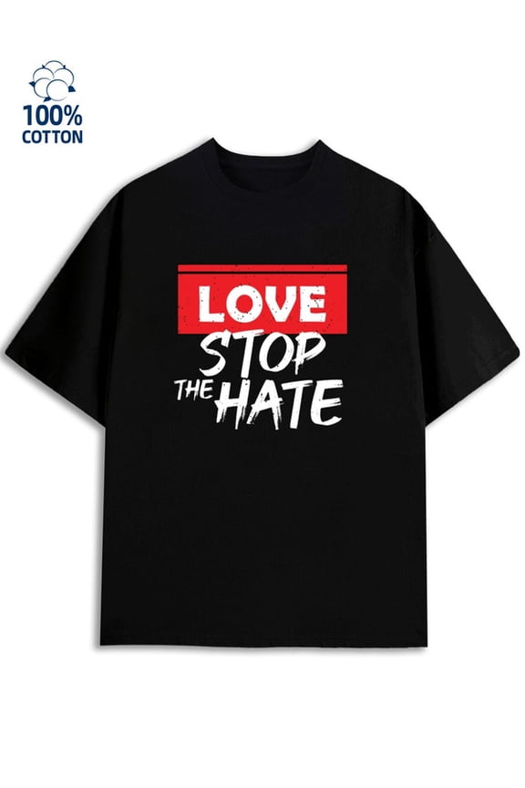 Love Stops Hate mens lover 180G 100% Cotton black y2k grey Vintage Unisex Shirt Cotton tshirts Vintage Unisex Shirt Short Sleeve tshirts Vintage Unisex Shirt Crewneck tshirts