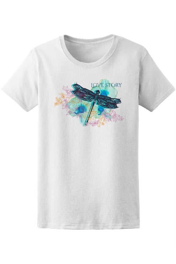 Love Story Watercolor Dragonfly T-Shirt Women -Image by Shutterstock, Female Medium