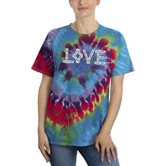 Love Strips Art Text Tie Dye Spiral Women - Women , Xtra Large