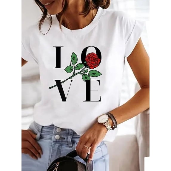 Love Style Trend Cute 90s Short Sleeve Print T Shirt Clothing Tee Women Graphic T-shirt Summer Clothes Fashion Female Top