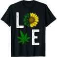 thumbnail image 1 of Love Sunflower Marijuana Weed Leaf Cannabis 420 Pot Smoker T-Shirt, 1 of 4