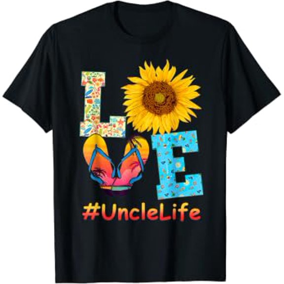 Love Sunflower Summer Beach Sunset Uncle Life Parents Day T-Shirt