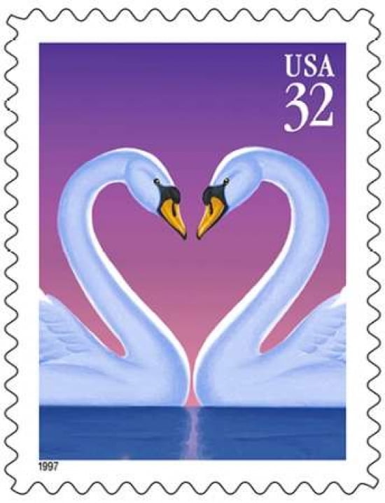 Love Swans - Purple Canvas Art - US POSTAL SERVICE (18 x 24)