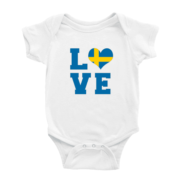 Love Sweden Flag Heart Baby Rompers Baby Clothes (White, 18-24 Months)