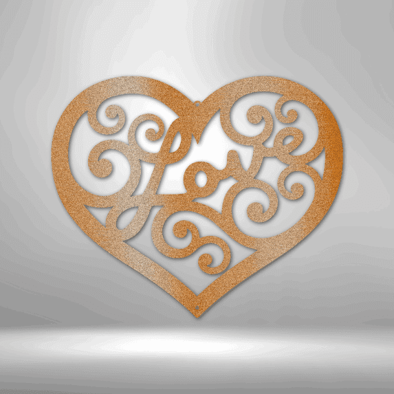Love Swirl Steel Sign Laser Cut Powder Coated Home & Office Metal Wall Decor Multiple Sizes & Colors