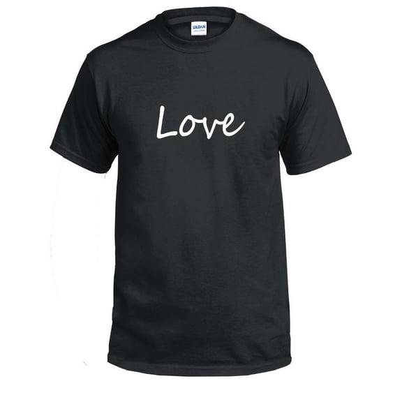 Love T-shirt Funny Cute Black White Script Cotton Tee Shirt