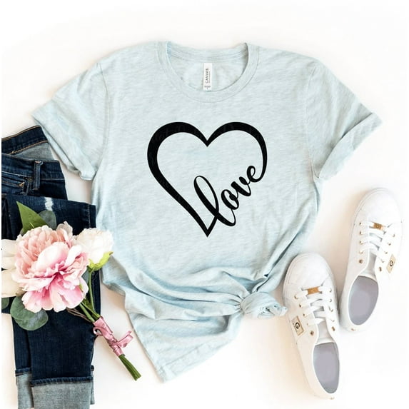 Love T-shirt Heart Shirt Valentines Gift Fiance Tshirt Newlywed Top Engagement Shirts Women's Wedding Tee