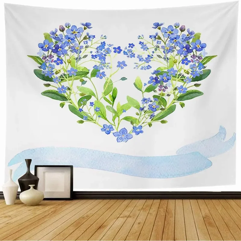 Love Tapestry Floral Love Romantic Shape Heart Tapestry Valentine's Day