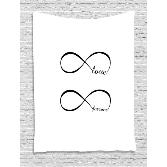 Love Tapestry, Infinity Symbol with Monochrome Design Forever Love Theme Abstract Vintage Valentine, Wall Hanging for Bedroom Living Room Dorm Decor, 40W X 60L Inches, Black White, by Ambesonne