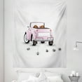 thumbnail image 1 of Love Tapestry, Just Married Themed Open Roof Top Car Love for Bride and Groom Picture Wedding Print, Fabric Wall Hanging Decor for Bedroom Living Room Dorm, 5 Sizes, Pink White, by Ambesonne, 1 of 1