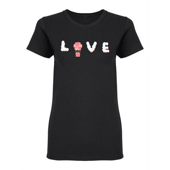 Love Text And Air Balloon Shaped T-Shirt Women -Image by Shutterstock, Female Small