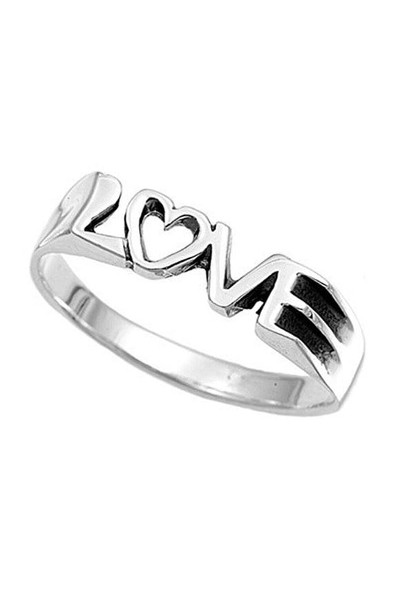 Love Text - Love Ring Silver - Commitment Purity Ring Promise Ring - Womens