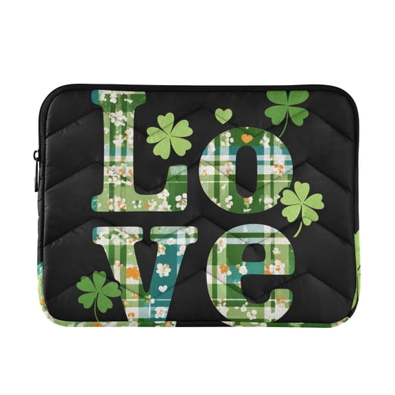 Love Text Plaids Clovers St Patricks Day Quilted Laptop Protective Cases Computer Sleeves Tablet Bags Briefcases M