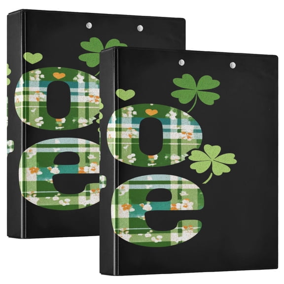 Love Text Plaids Clovers St Patricks Day Round Ring Binder 3 Rings 1.5" Capacity File Storage for A4 Size 1 Pack